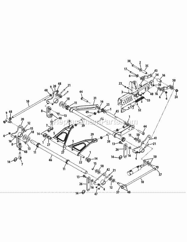 Deck Lift Assembly Diagram and Parts List for S7237-KW 53CI8DU8050-37HP Cub Cadet Lawn Tractor